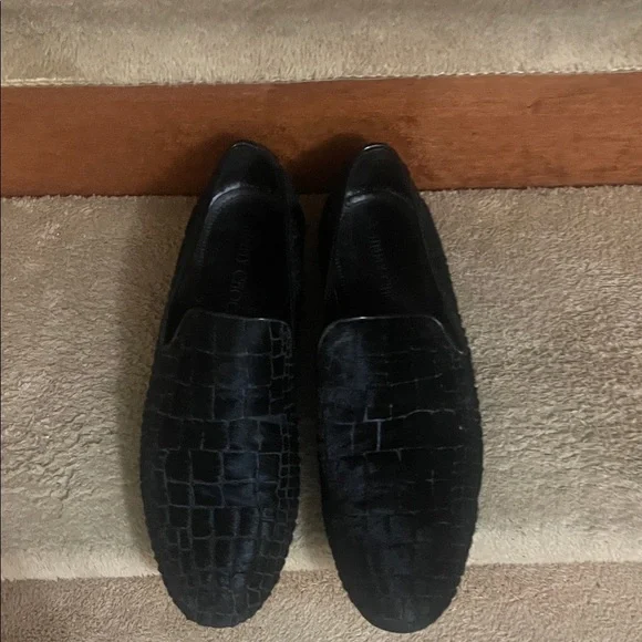 Jimmy Choo Black Textured Loafers